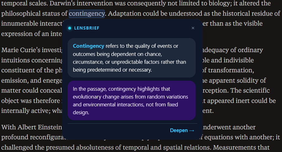 LensBrief Dark Theme